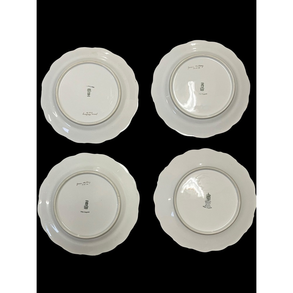 Schumann Arzberg Bavaria White Elegance Gold Gilt Monogram M Plates Set of 4 - Picture 5 of 8